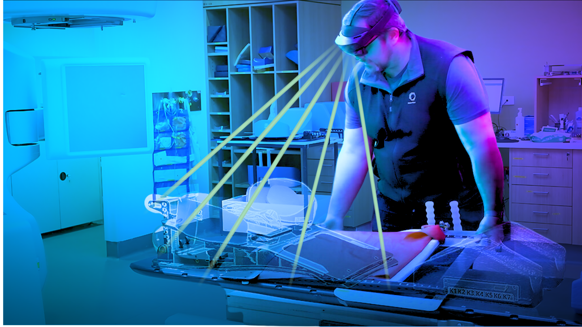 Radiation therapist working with patient using Hindsyt's precision guidance system